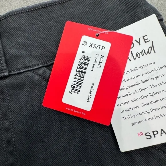 NWT Spanx Twill Stretch Short washed Black High Rise Size XSmall