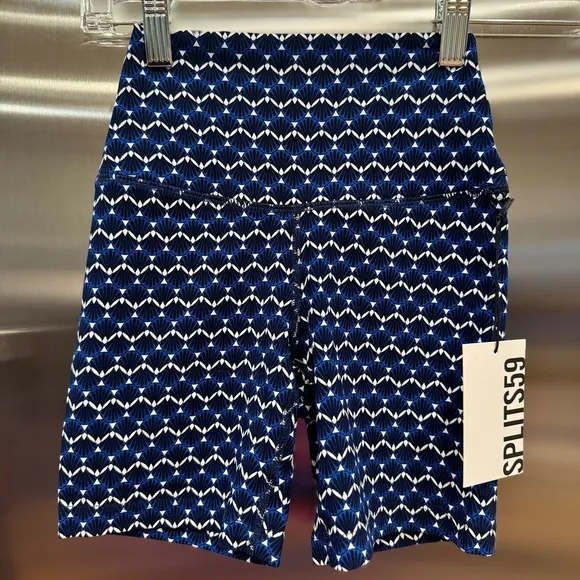 NWT Splits59 Airweight High Waisted Athletic Shorts Spandex Stretch Blue Shell​