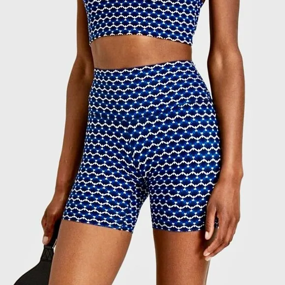 NWT Splits59 Airweight High Waisted Athletic Shorts Spandex Stretch Blue Shell​