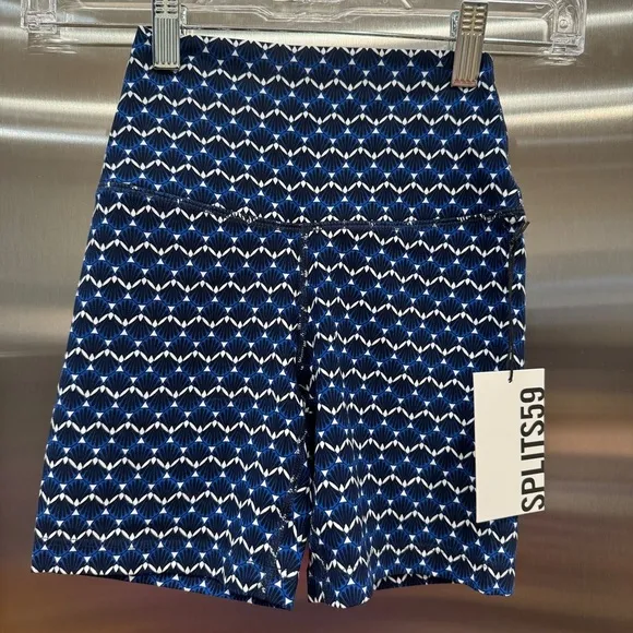 NWT Splits59 Airweight High Waisted Athletic Shorts Spandex Stretch Blue Shell​
