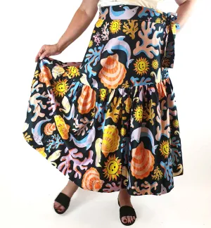 Obus sea themed print wrap skirt size 16 (as new with tags)