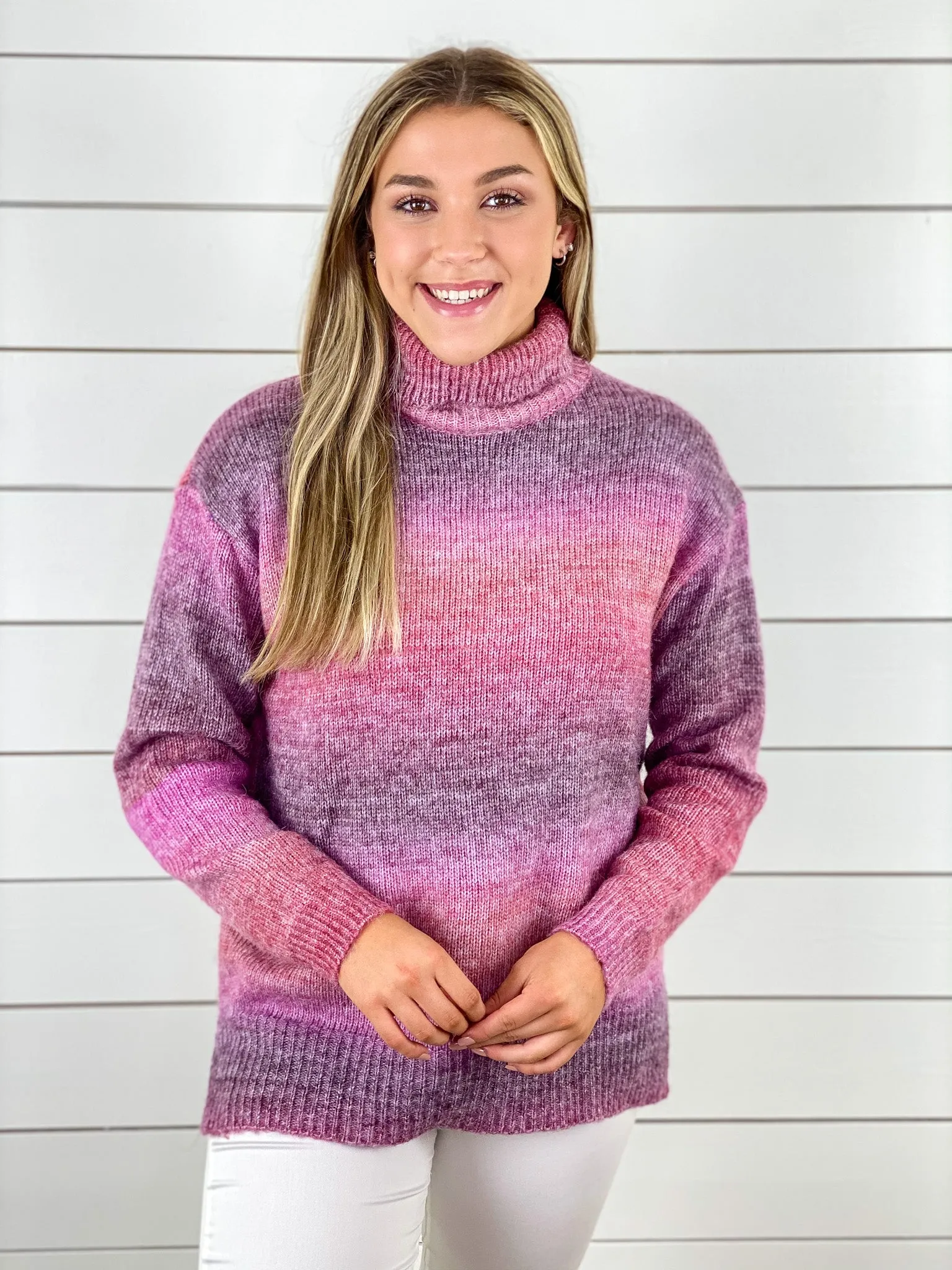 Ombre Cowl Neck Sweater