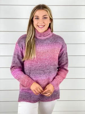 Ombre Cowl Neck Sweater