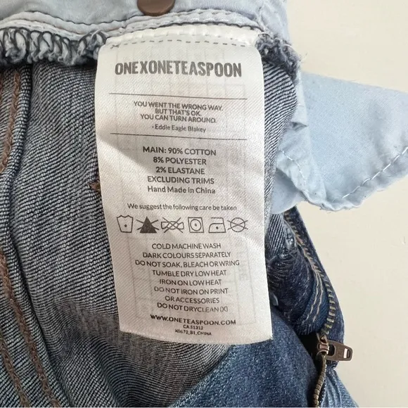 ONE TEASPOON- Harlets Mini Denim Shorts Two Tone Jeans