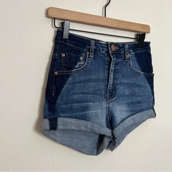 ONE TEASPOON- Harlets Mini Denim Shorts Two Tone Jeans