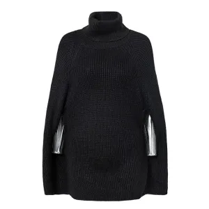 Oversize Knitted Turtleneck Pullover Poncho Sweaters