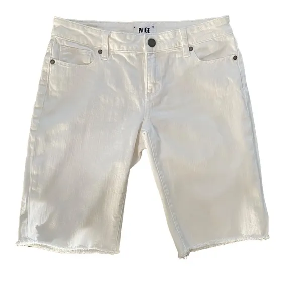 PAIGE Jax Bermuda white Shorts Rolled Cuff or Raw Hem Size 28