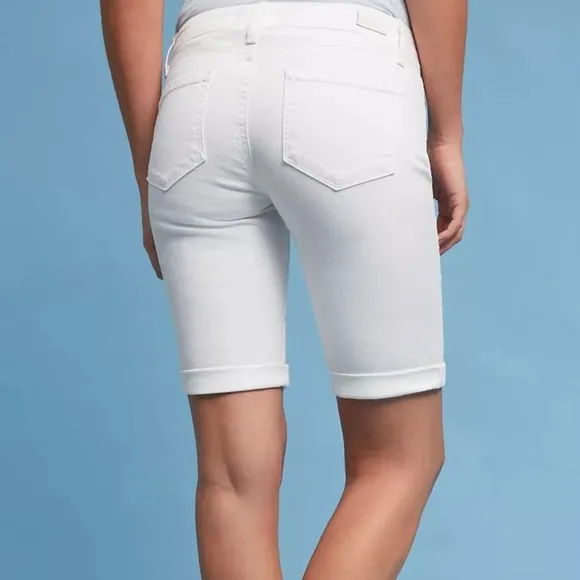 PAIGE Jax Bermuda white Shorts Rolled Cuff or Raw Hem Size 28