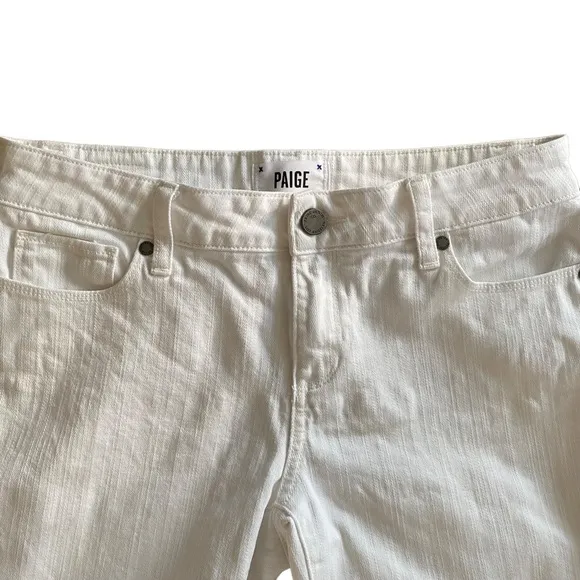 PAIGE Jax Bermuda white Shorts Rolled Cuff or Raw Hem Size 28
