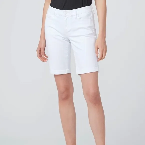 PAIGE Jax Bermuda white Shorts Rolled Cuff or Raw Hem Size 28