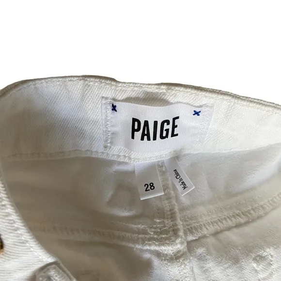 PAIGE Jax Bermuda white Shorts Rolled Cuff or Raw Hem Size 28