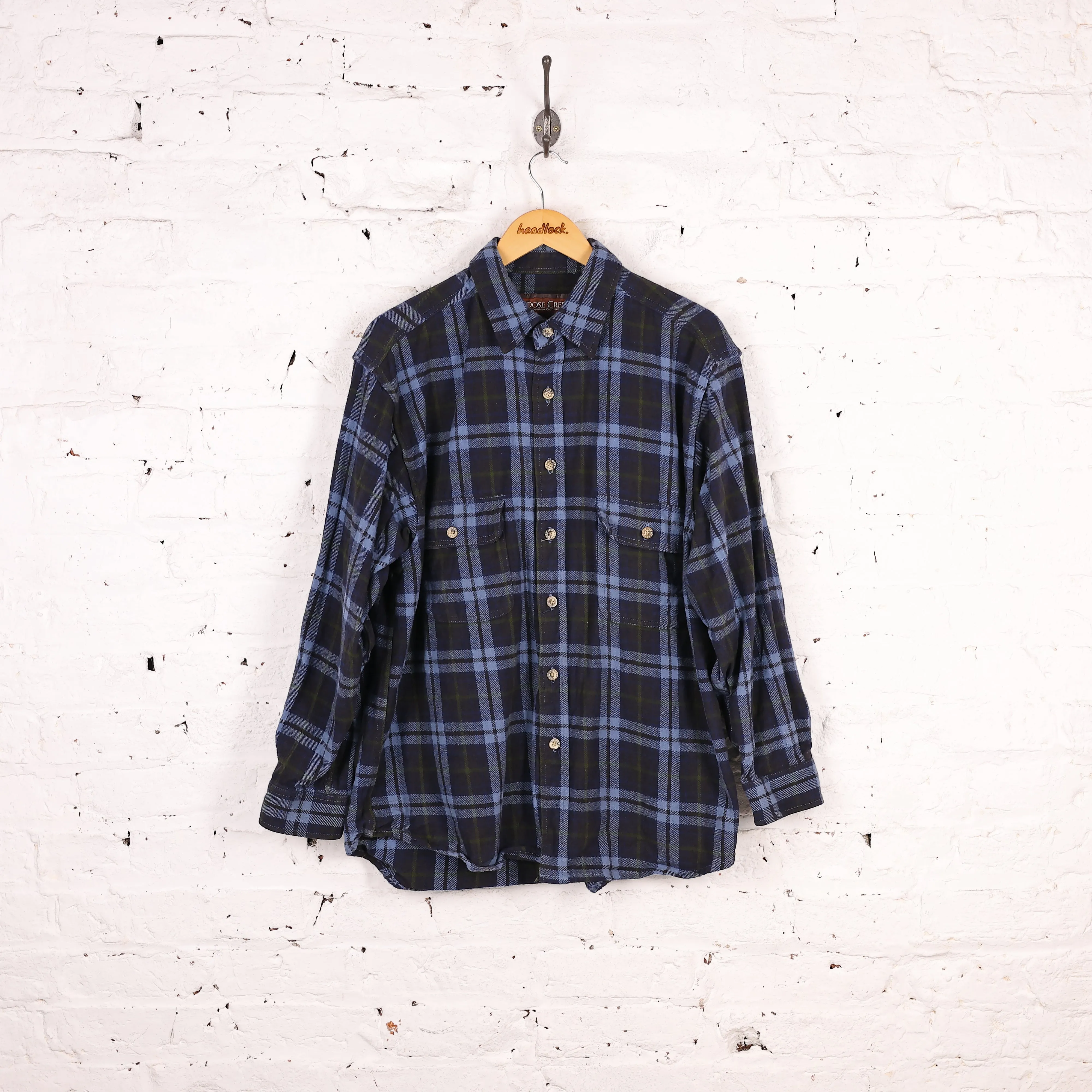 Plaid Check Flannel Shirt - Blue - XL