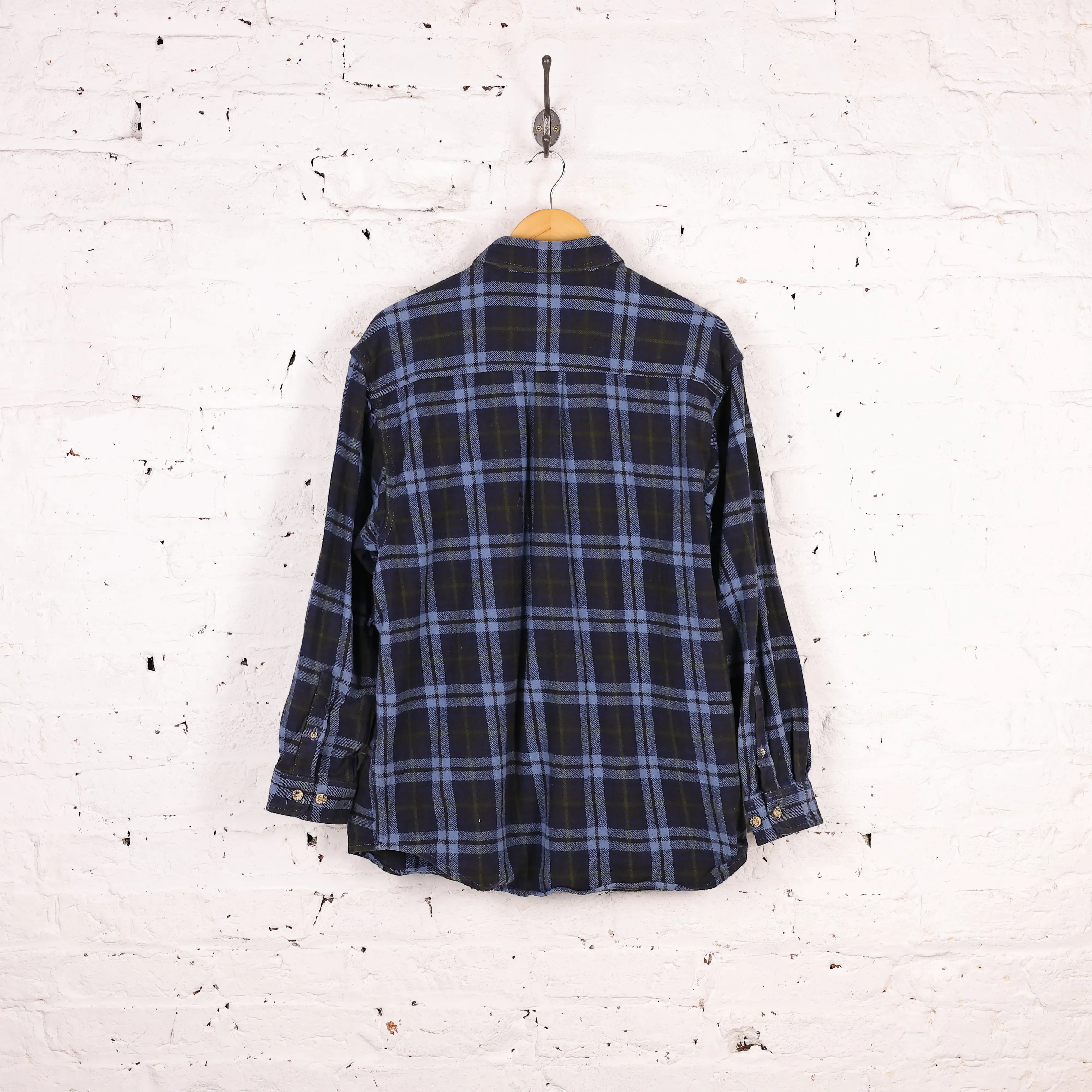 Plaid Check Flannel Shirt - Blue - XL