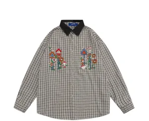 Plaid Denim Collar Shirt