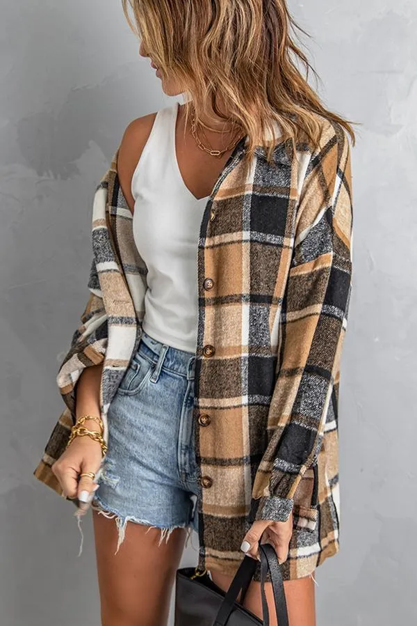 Plaid Print Buttoned Shirt Jacket
