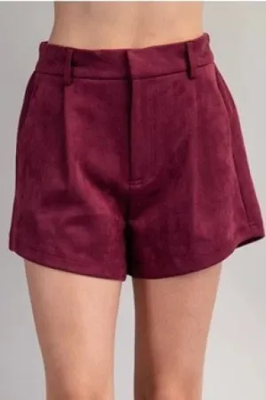 Plum High Waist Suede Shorts
