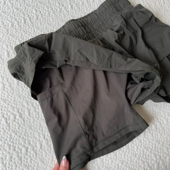 Popflex Women's High Waisted Athletic Shorts - Olive Green ✨