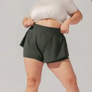 Popflex Women's High Waisted Athletic Shorts - Olive Green ✨