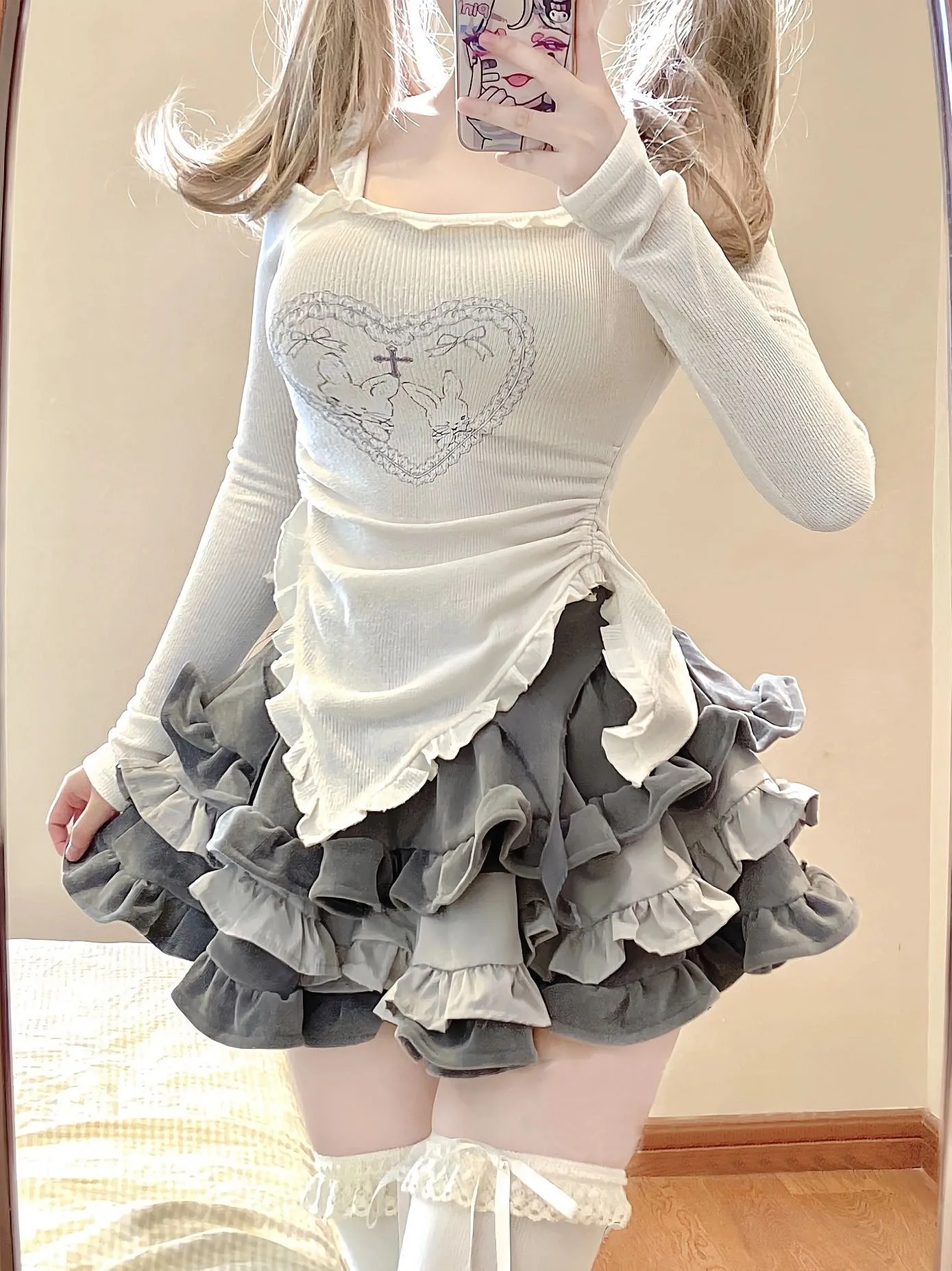 Printed T-shirt   Tutu Skirt Suit UB98708
