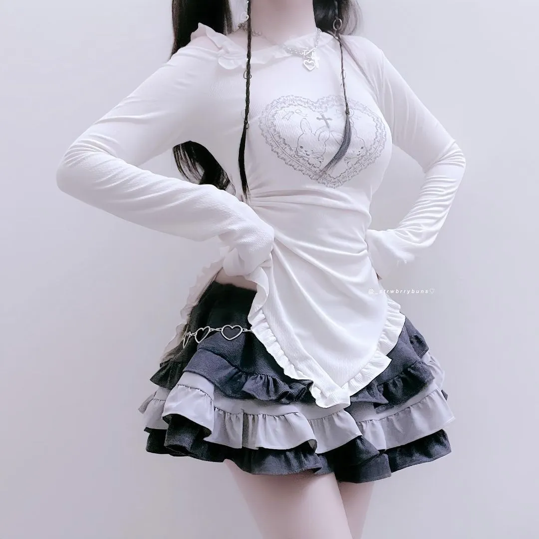Printed T-shirt   Tutu Skirt Suit UB98708