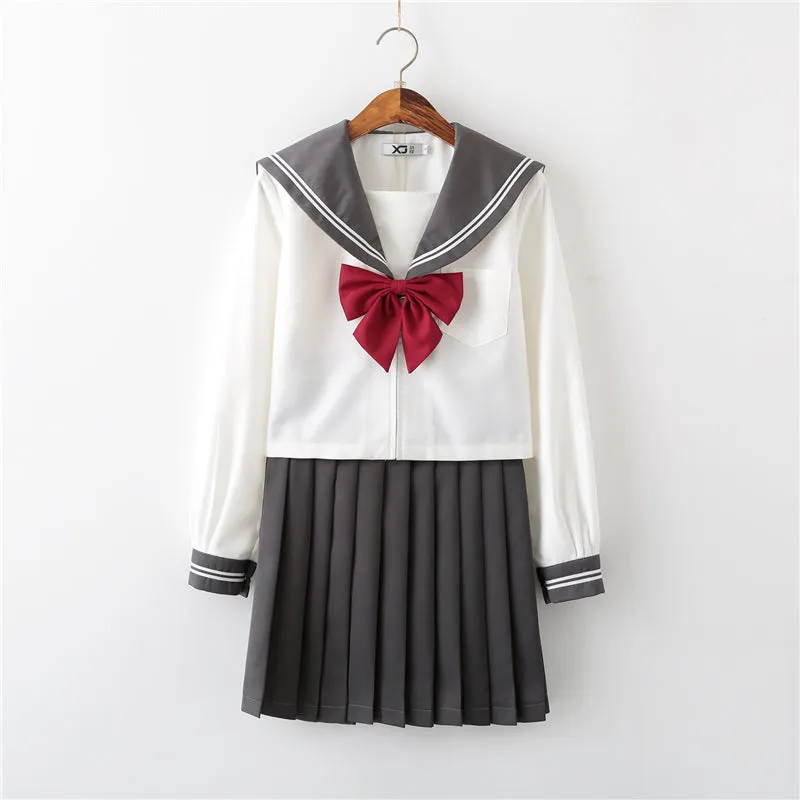 "JK GRAY DOUBLE STRIPES SAILOR" SUIT N051301