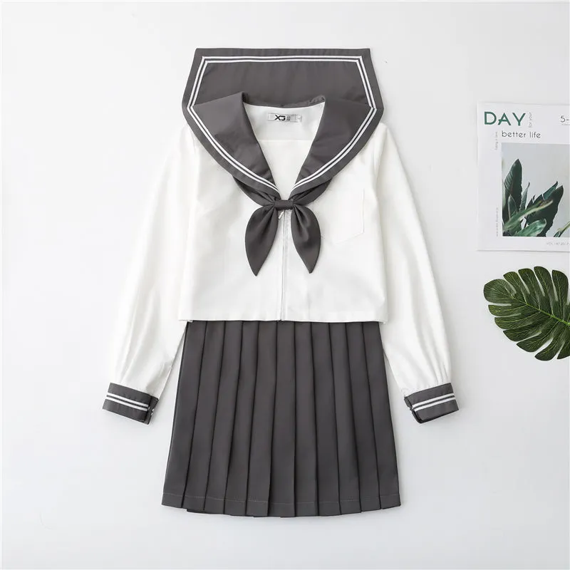 "JK GRAY DOUBLE STRIPES SAILOR" SUIT N051301