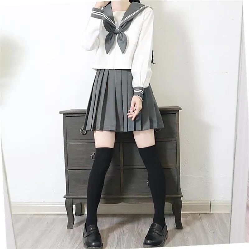 "JK GRAY DOUBLE STRIPES SAILOR" SUIT N051301
