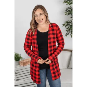 Rachel  Long Sleeve Cardigan - Buffalo Plaid