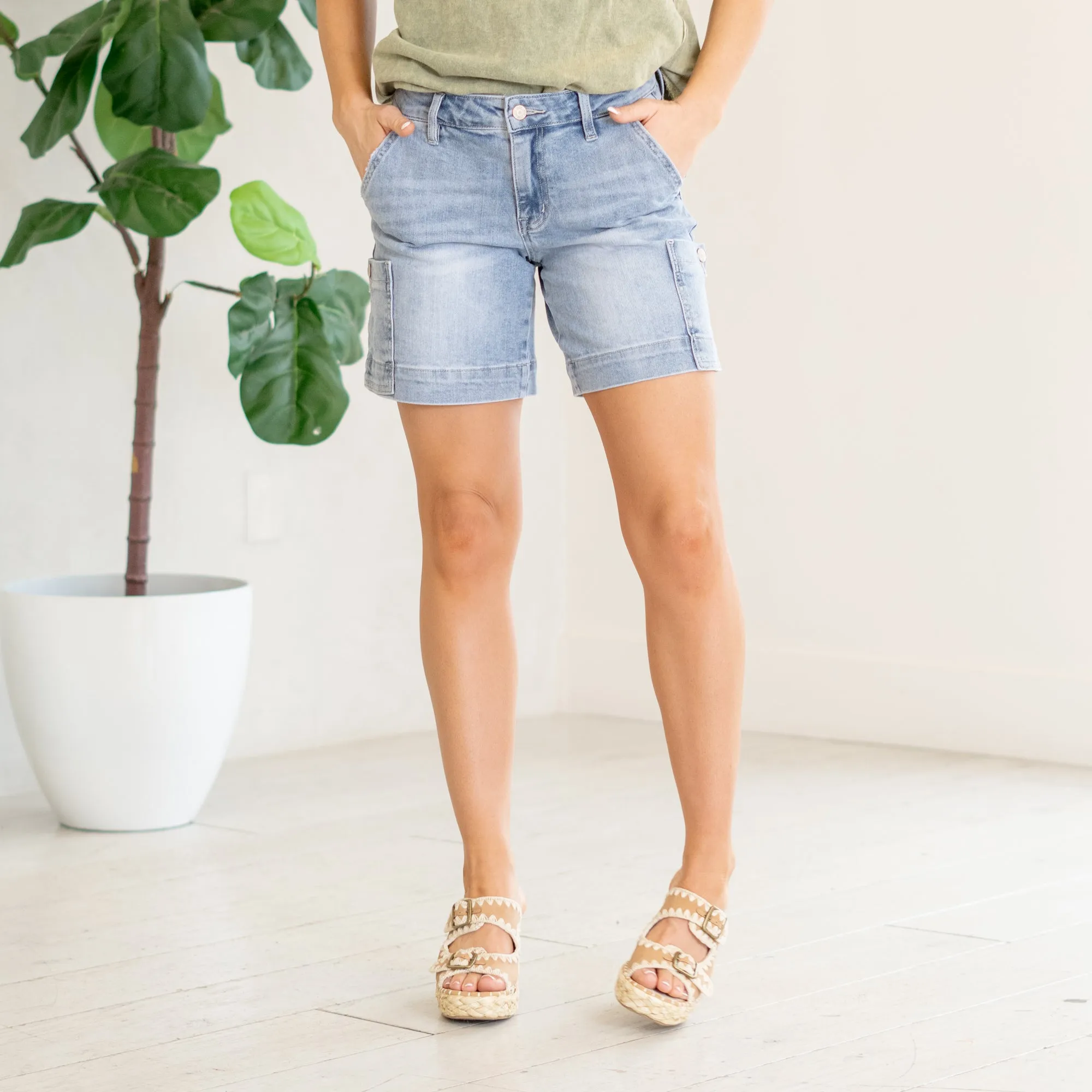 Radiant Flow Mid Rise Pocket Bermuda Shorts