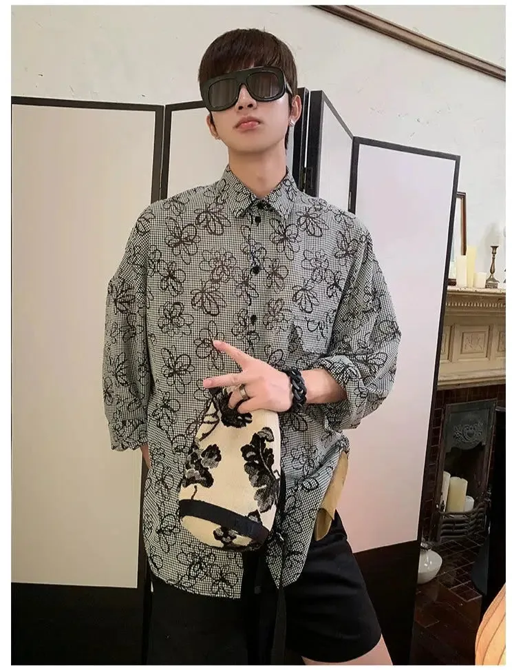 Retro Hollow Flower Plaid Summer Shirts