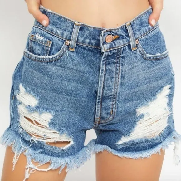 REVICE Denim Malibu Cutoffs Shorts Topanga Wash Distressed {NN13}