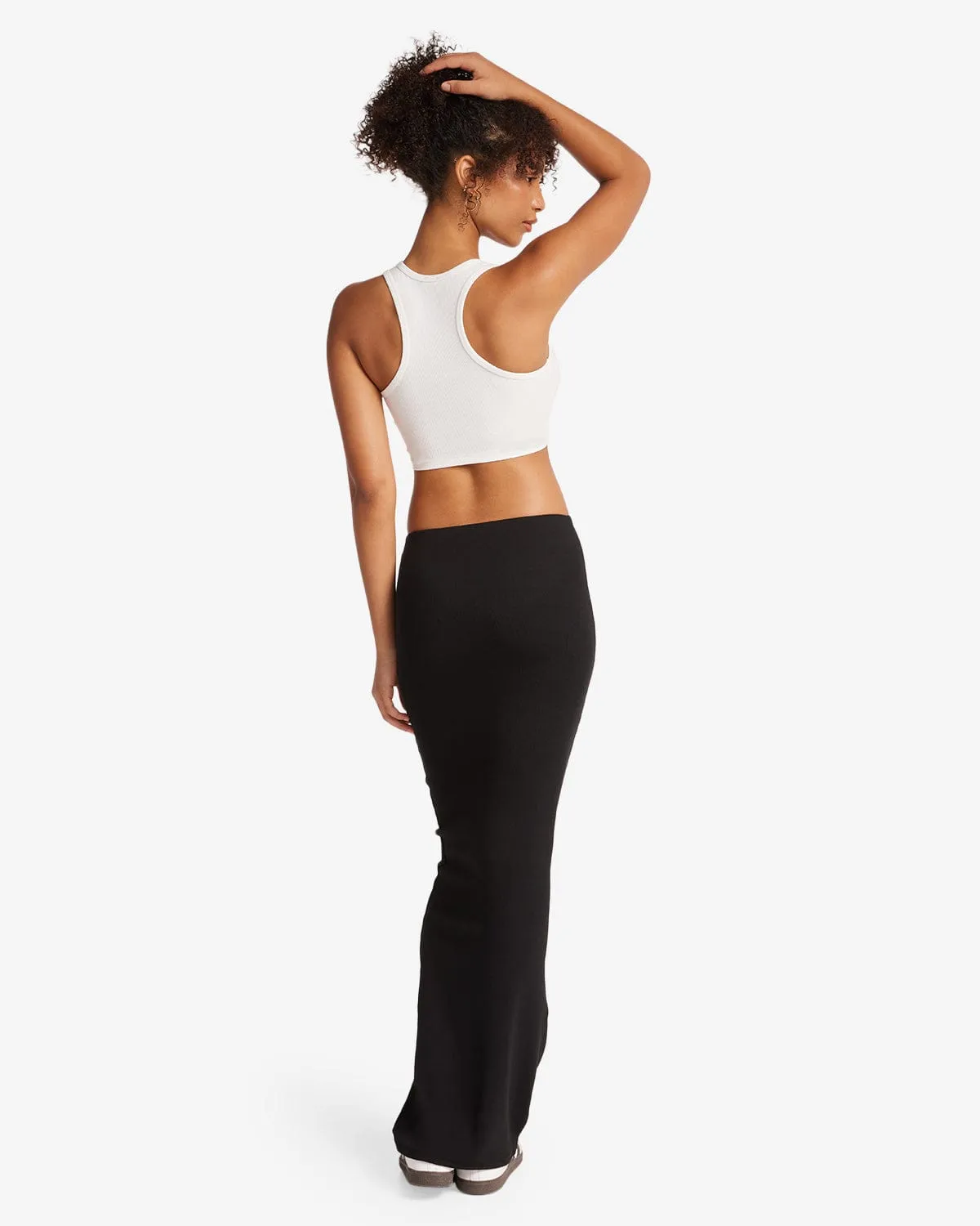 Rib Maxi Skirt | Black