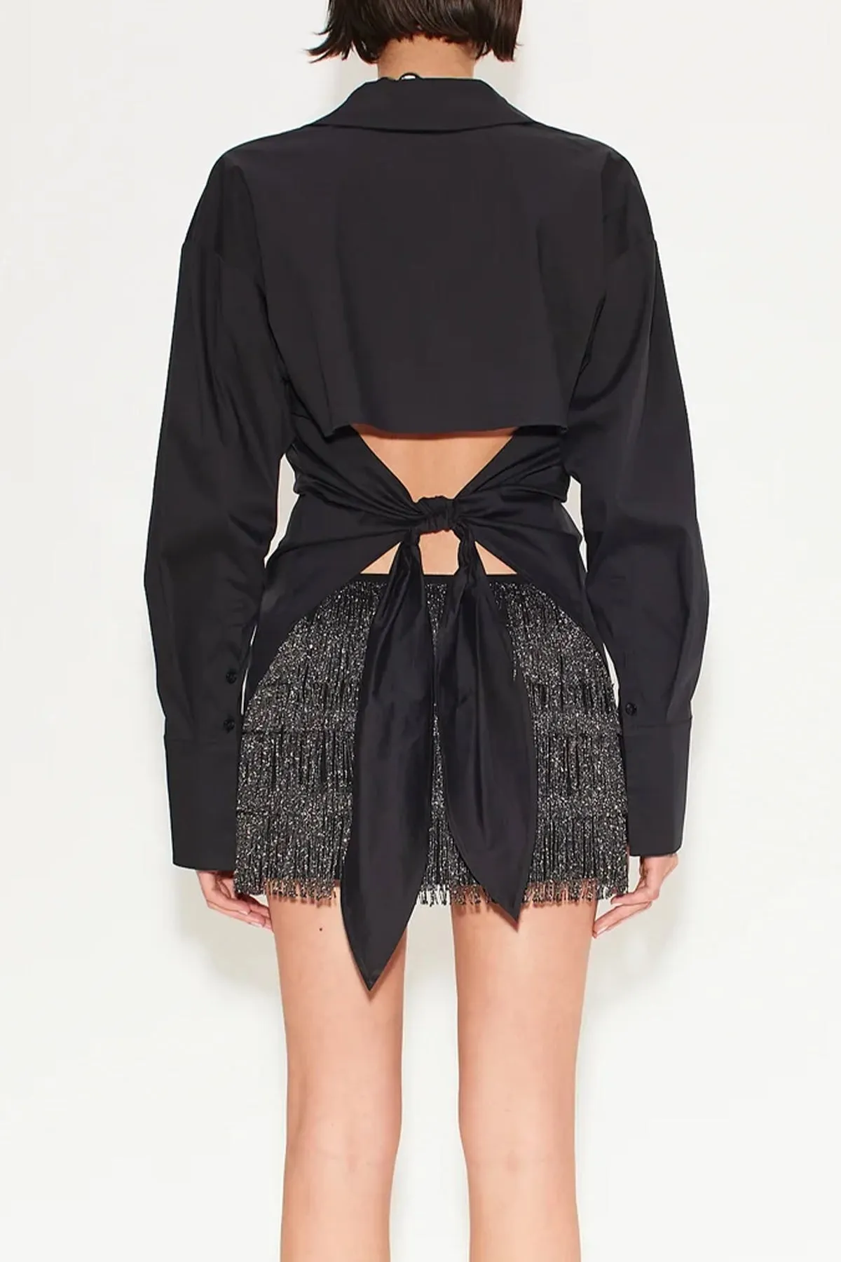 River Fringe Mini Skirt in Black