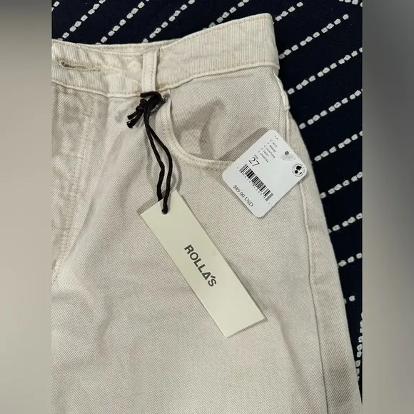 Rolla’s Original Short 27 Free People high waisted denim shorts salt cream white