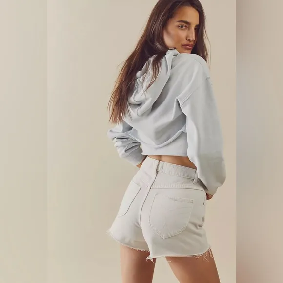 Rolla’s Original Short 27 Free People high waisted denim shorts salt cream white