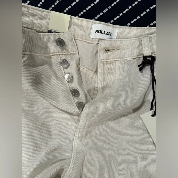 Rolla’s Original Short 27 Free People high waisted denim shorts salt cream white