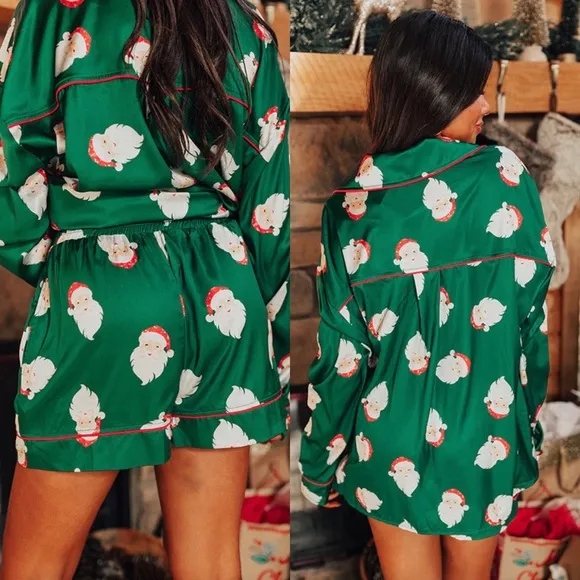 Santa Baby Santa Claus Printed Pijama Shorts