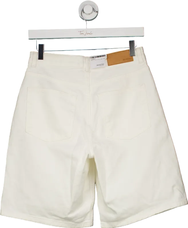 Selected Femme White MW White Bermuda Shorts UK 10