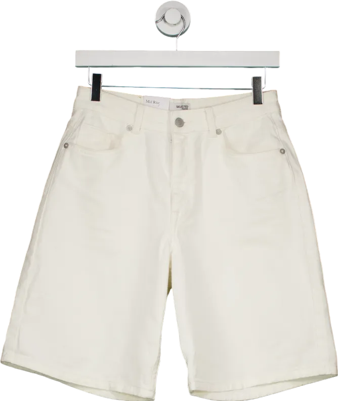Selected Femme White MW White Bermuda Shorts UK 10