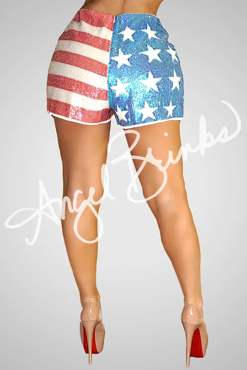 Sequin Flag Shorts