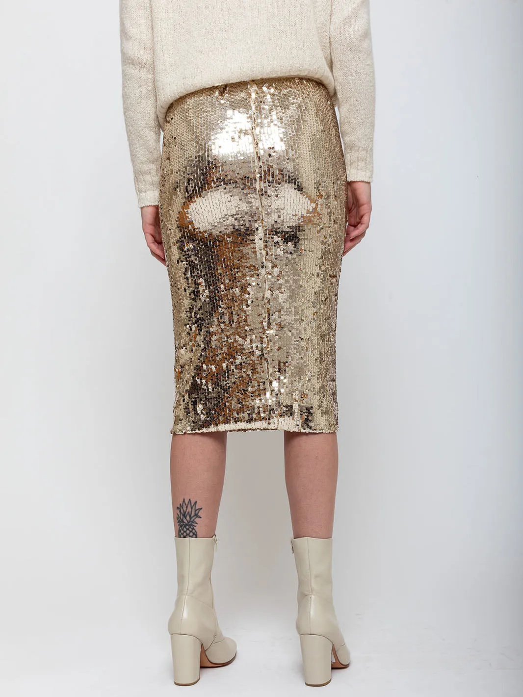 Sequin Skirt - White Gold