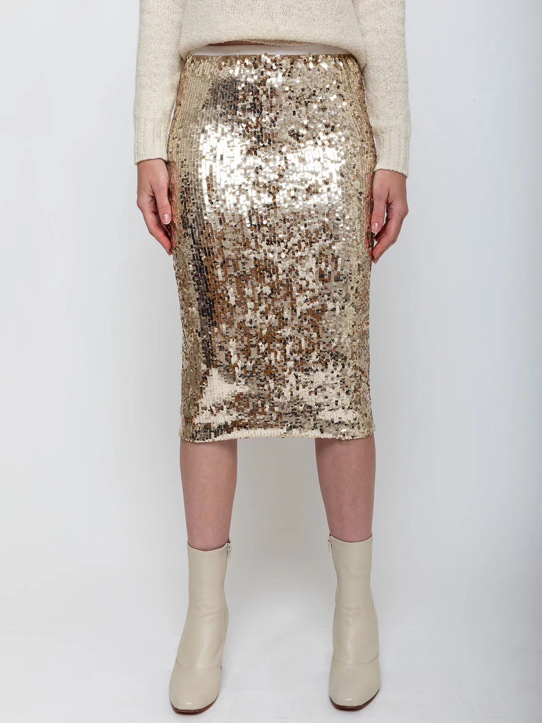 Sequin Skirt - White Gold