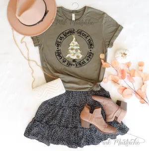 Silent Night Holy Night Christmas Gold Polka Dot Tree T-Shirt /Youth and Adult Sizes/ Christmas T-Shirt