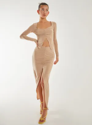 Slinky Ruched Maxi Skirt