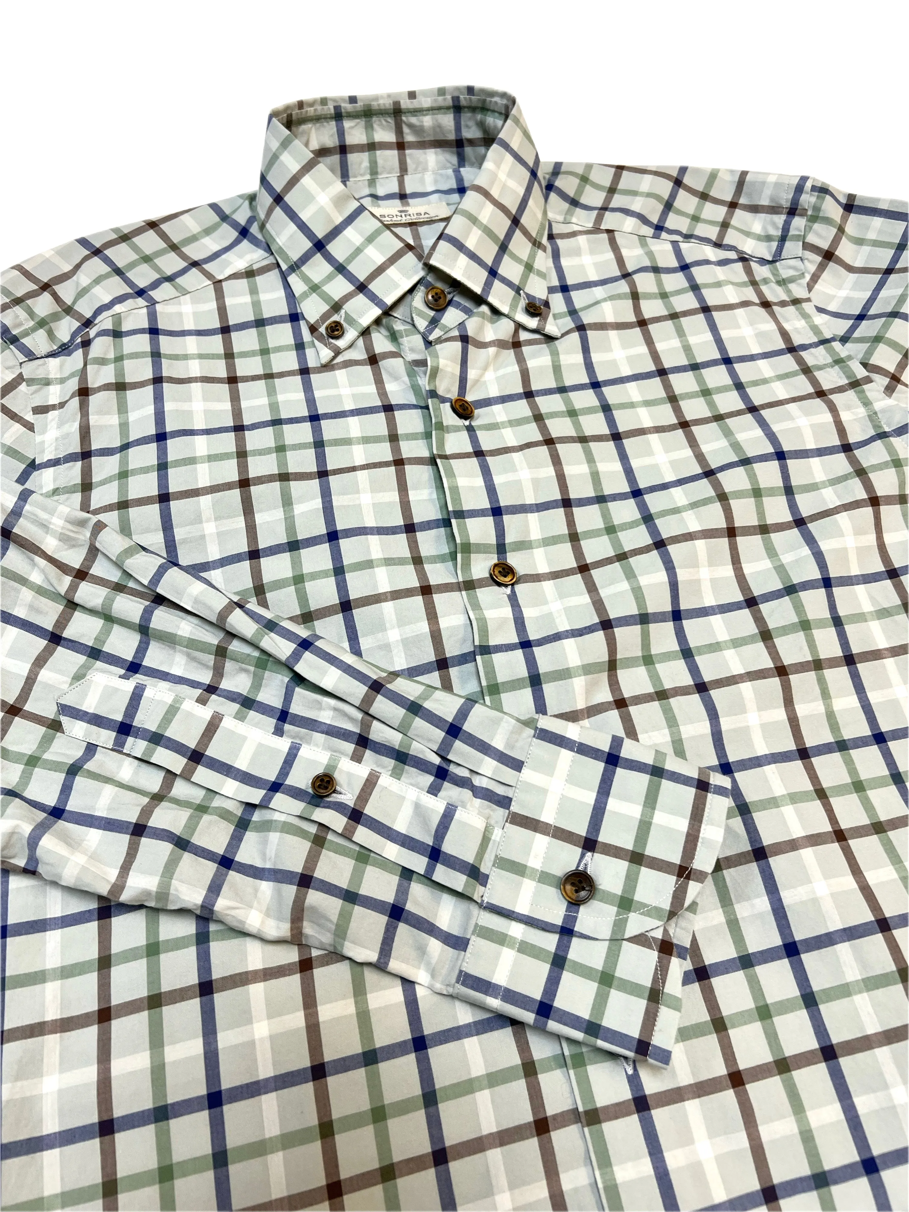 SONRISA Men's Multicolor Plaid Long Sleeve Dress Shirt Sz 15X38 NWT