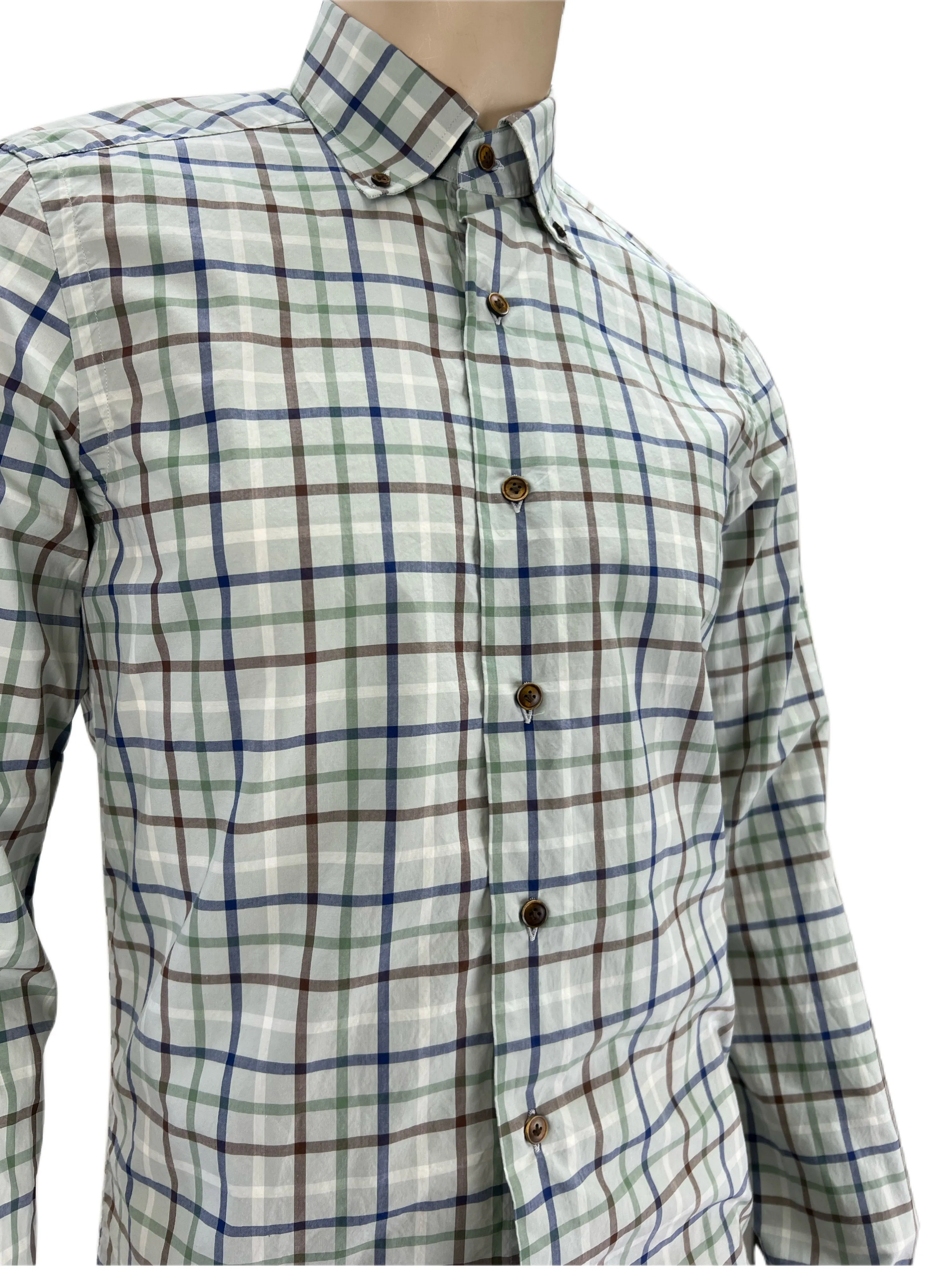 SONRISA Men's Multicolor Plaid Long Sleeve Dress Shirt Sz 15X38 NWT