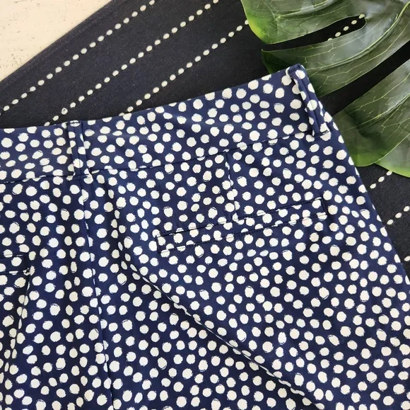 Spanx Sunshine Shorts 10&quot; Bermuda Navy Blue Painted Polka Dot Medium
