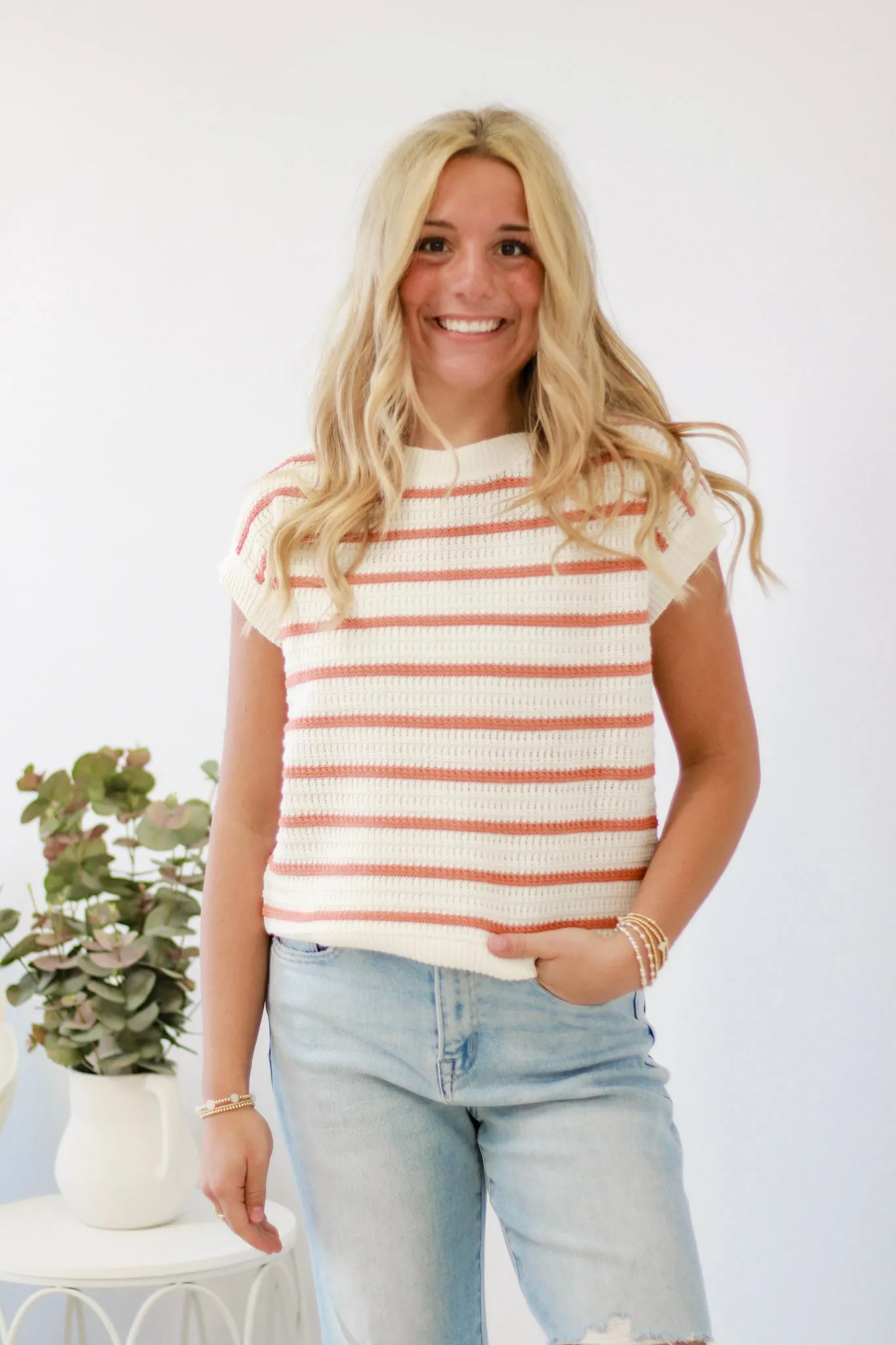 Spring Breeze Striped Sweater in Rum