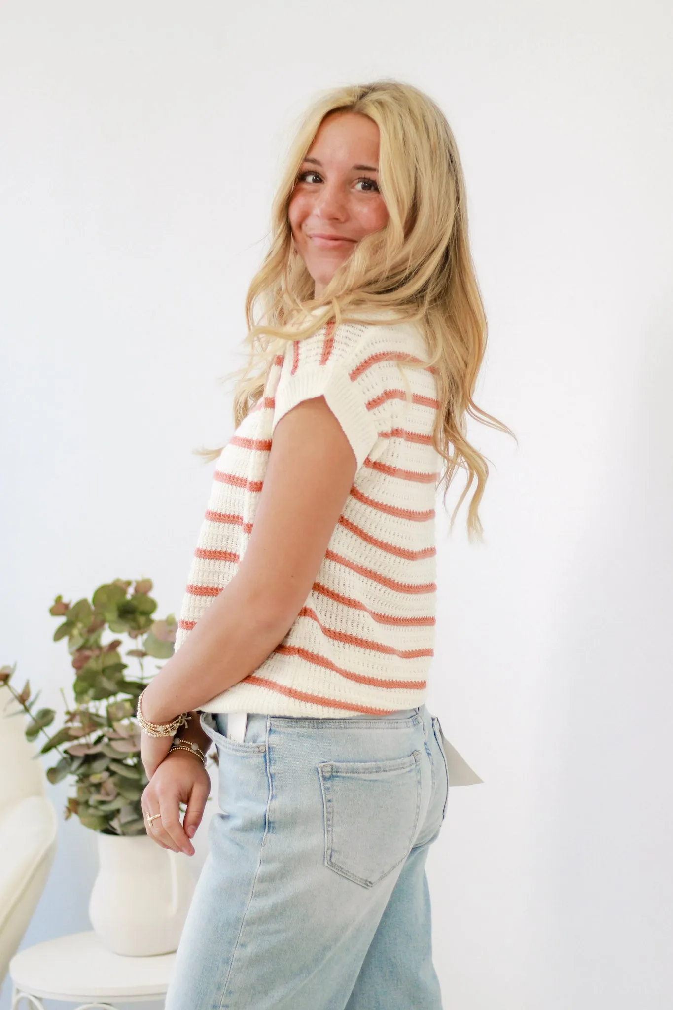 Spring Breeze Striped Sweater in Rum