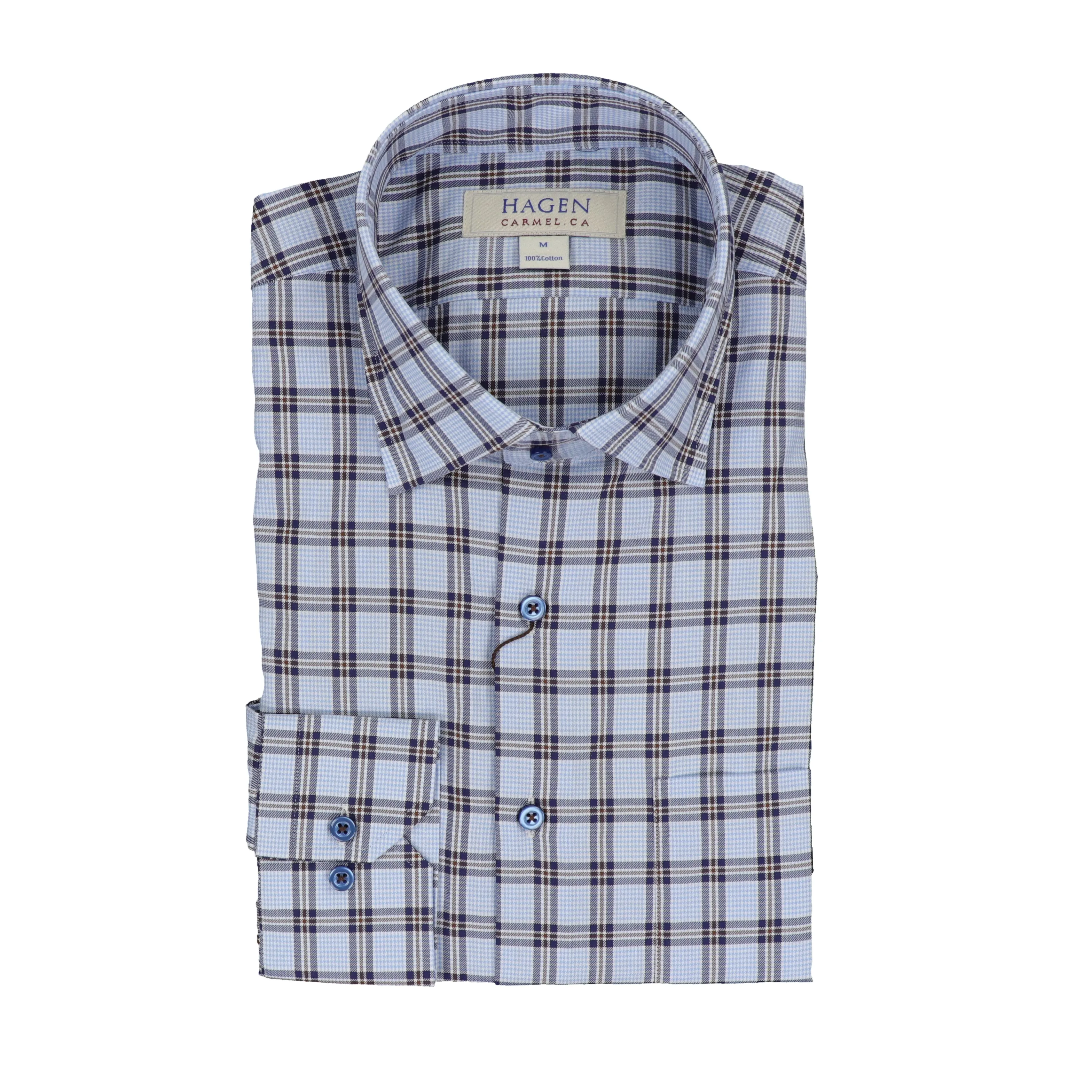 SSA1478 Navy Puppytooth Plaid Sport Shirt